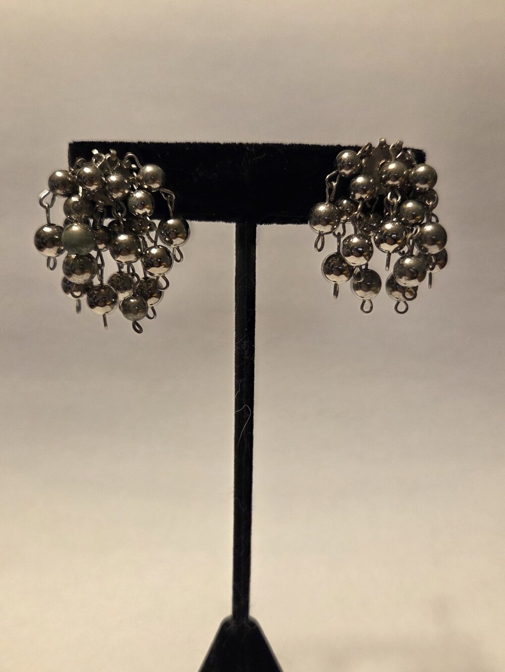 Vintage Coro Silver Bead Cluster Screwback Earrings